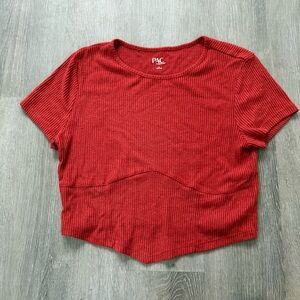 PAC PacSun Women's Soft Red Ribbed Crop Top L